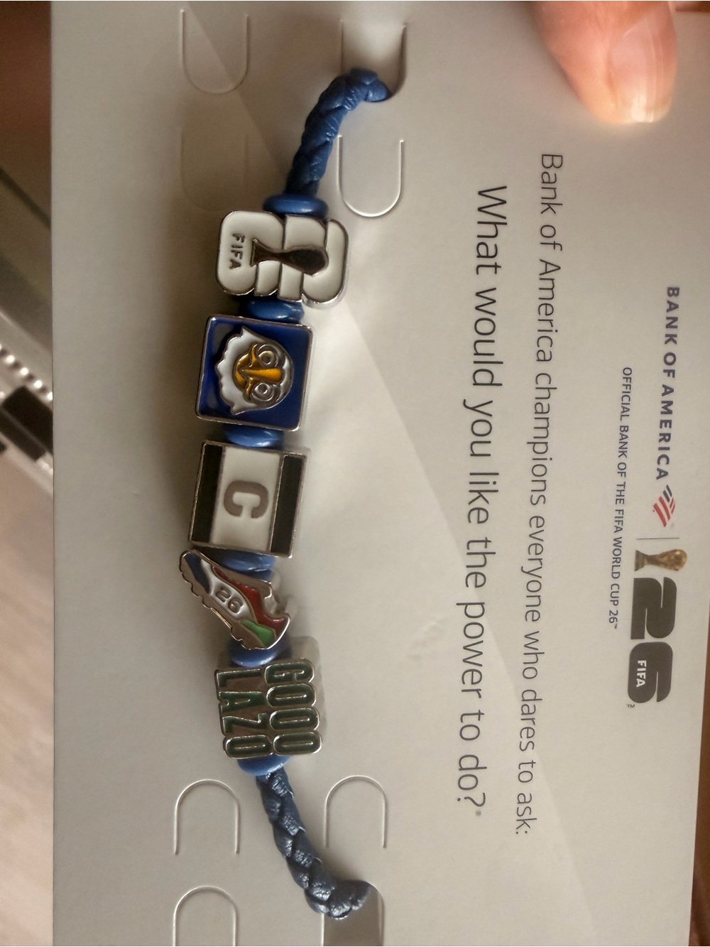 Unisex Blue Braided Charm Bracelet with Sports and Letter Beads FIFA WORLD CUP